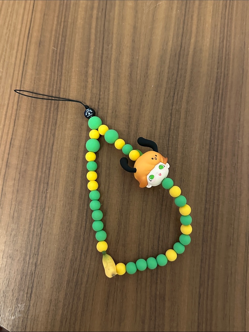 Popmart Dimoo Cute Green & Yellow Silicone Bead Phone Charm with Dimoo face